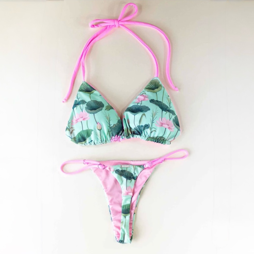 Floral lily pad gstring thong bikini Brazilian Tinye Kulani stringys salty kiss